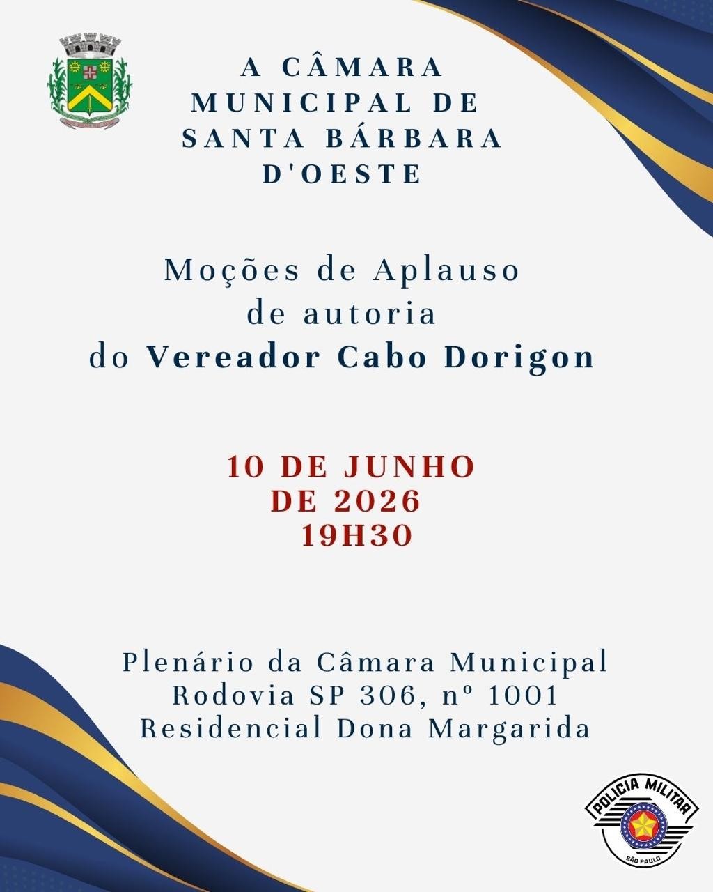 Câmara de Santa Bárbara homenageia PMs com Moções de Aplauso