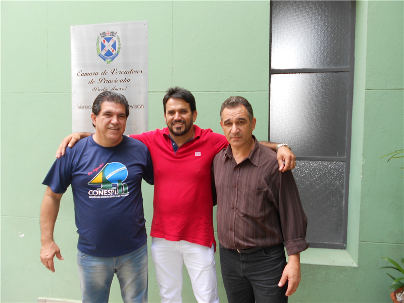 Paiva, Chico Almeida e Ademir na Câmara Municipal de Piracicaba.